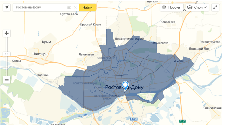 Зона доставки Ростов-на-Дону