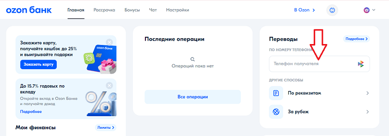 Пополнение Озон карты по номеру телефона