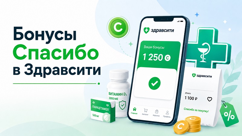 Бонусы Спасибо в Здравсити