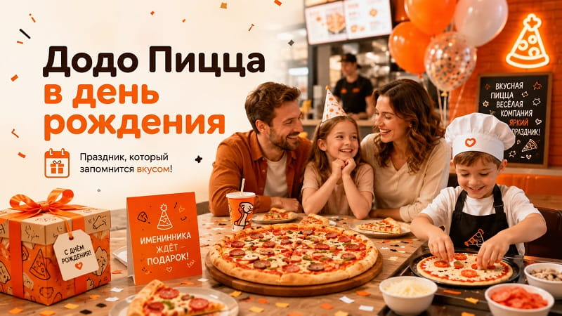 Додо Пицца на день рождения Додо Пицца в день рождения