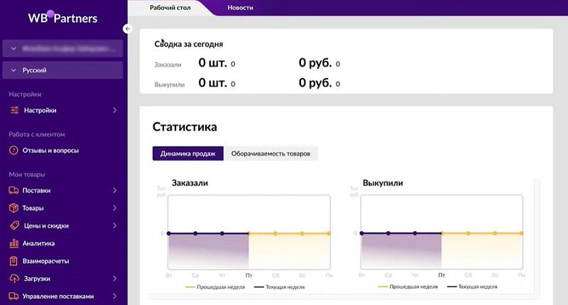 Личный профель селлера Вайлдберриз