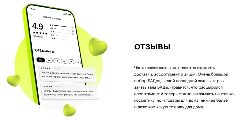 Отзыв на товар в приложении