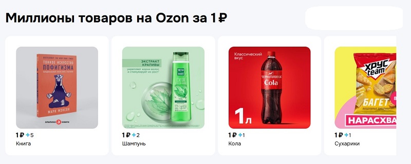 Товары за 1 рубль на Ozon
