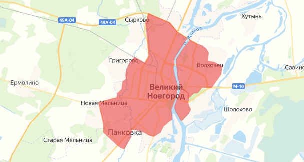 Зона доставки Токио Сити в Великом Новгороде