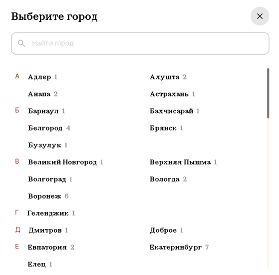 Город доставки